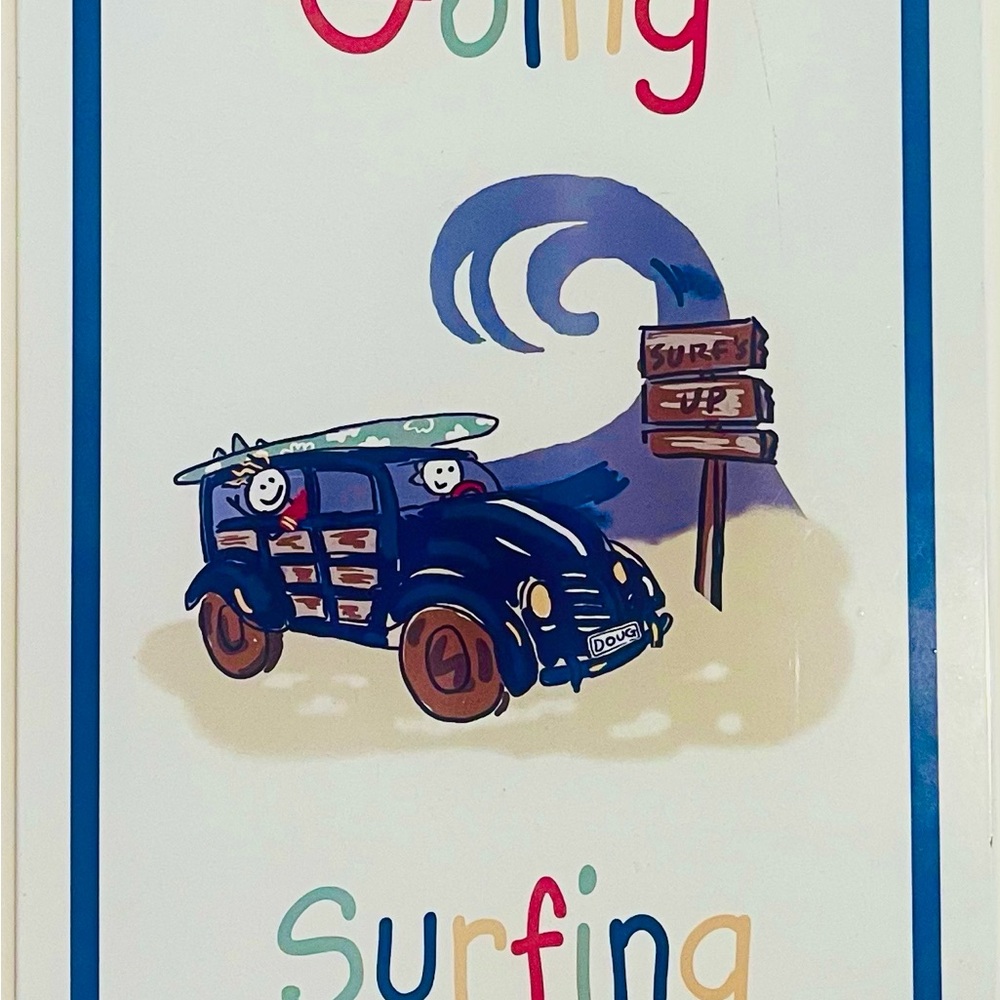 Dean Miller Going Surfing Bedroom  Décor Metal 11x17” Wall Art Beach Wave Woody